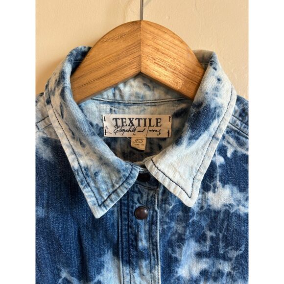 Textile Elizabeth and James Rare Cloudy Western Snap Shirt bleached detail XS - Picture 3 of 9